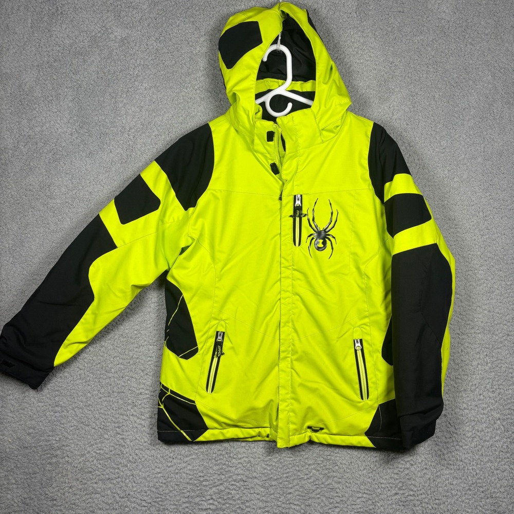 Spyder Kids Neon Yellow Black Ski Jacket 10k/10k Big Kids Size 18 XL 5058-11